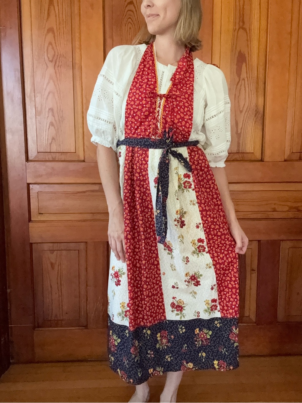 Floral Patchwork Wrap Dress